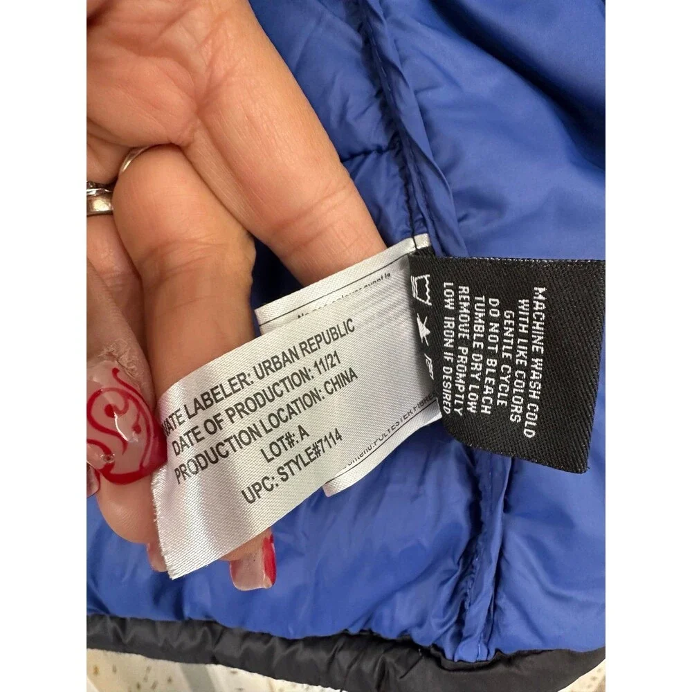 Urban Republic Little Boys Packable Nylon Quilted Puffer Zip Up Hooded Jacket M
